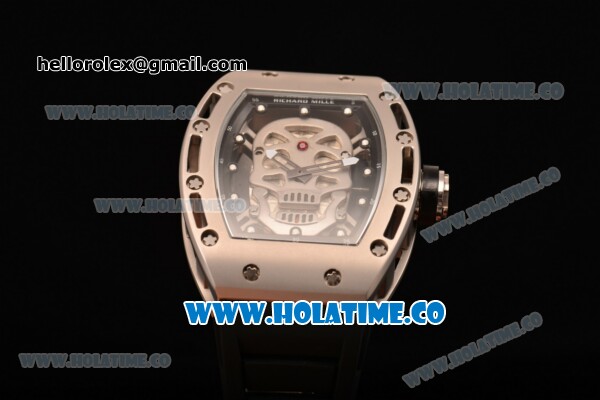 Richard Mille RM 52-01 Miyota Quartz Steel Case with Skull Skeleton Dial and White Markers - Click Image to Close